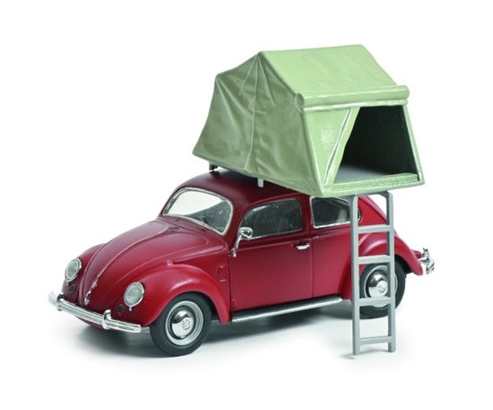 VW Käfer Ovali mit einem Dachzelt, rot
